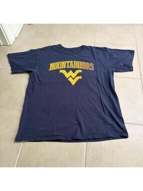 West Virginia Mountaineers T Shirt Navy Blue College Sports Tee Large